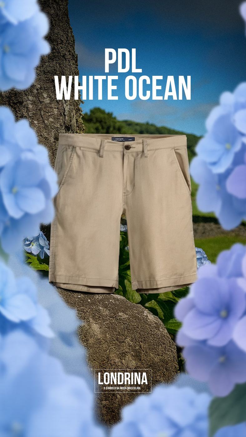 Calções sobre pedra vulcânica, campanha PDL White Ocean