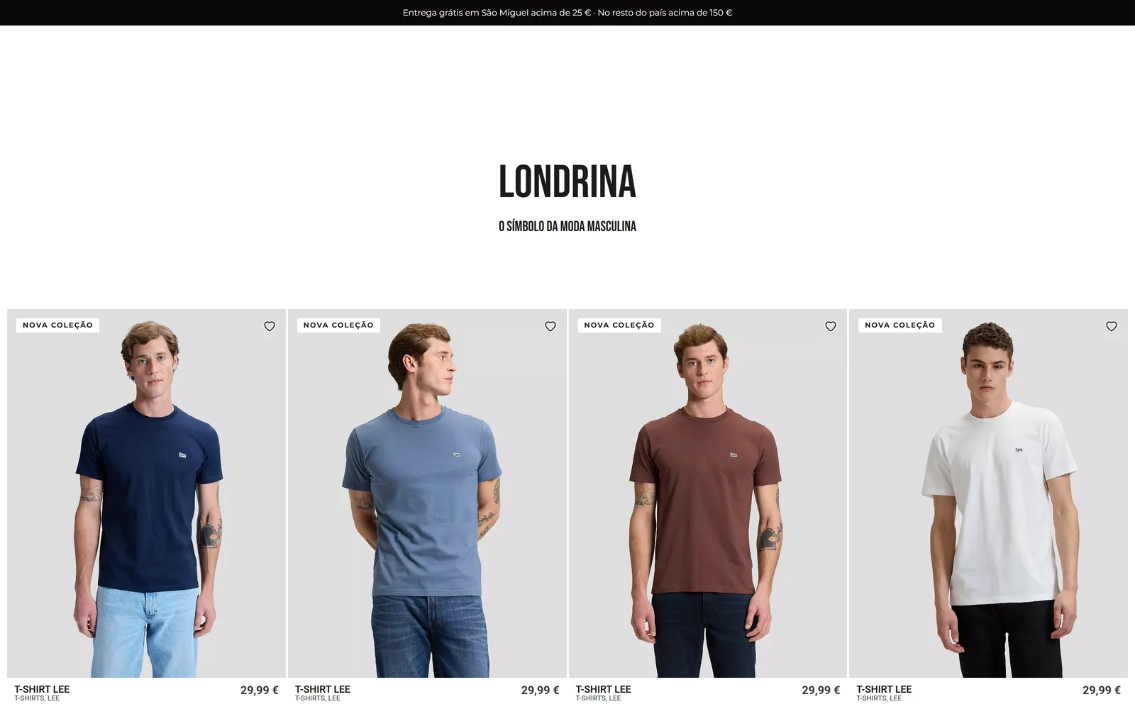 Londrina online store, product listing on desktop